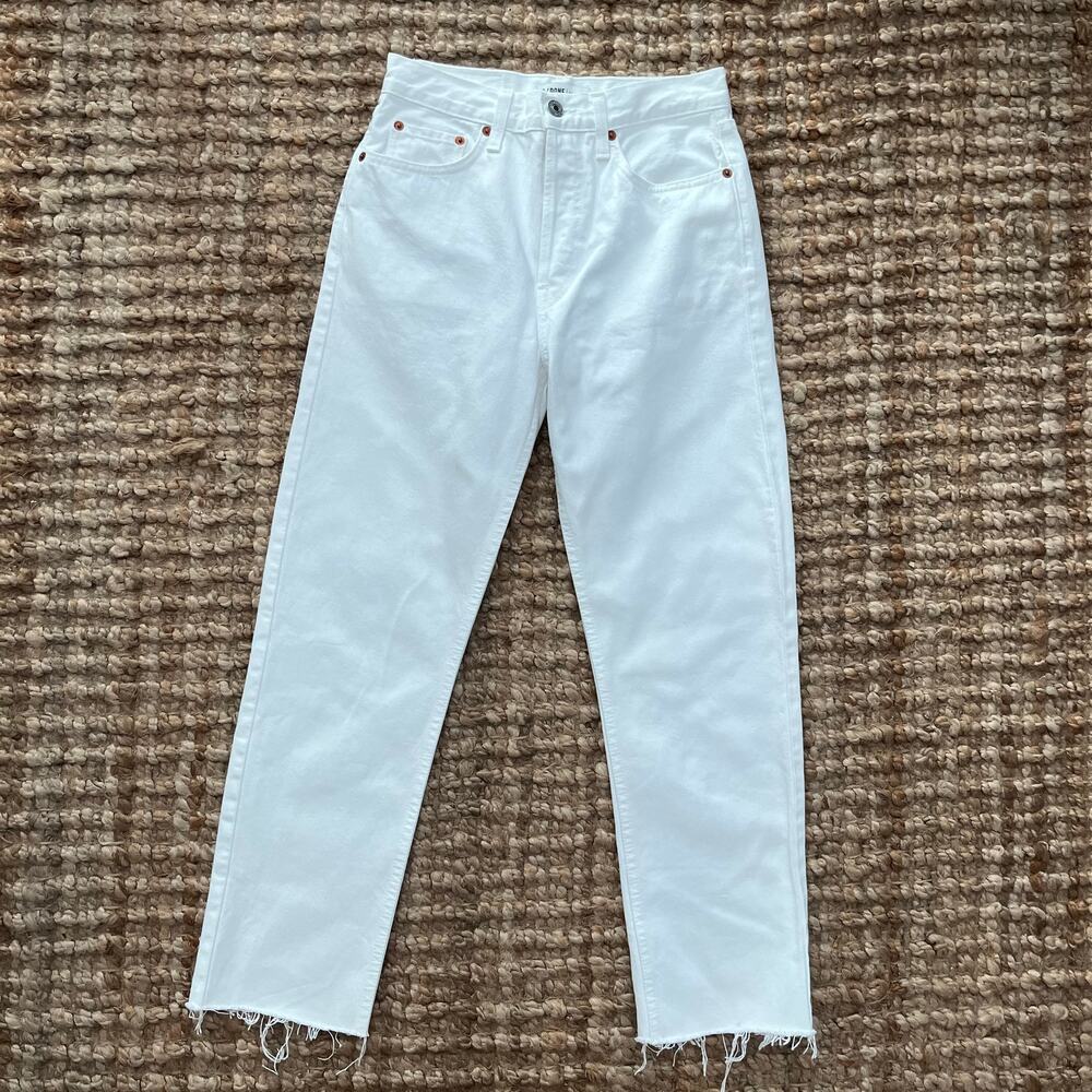 RE/DONE Originals High Rise Stove Pipe White Jeans Size 26 Made in USA  NWOT